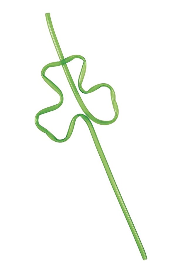 Shamrock Shaped Plastic Straws, Pack Of 4