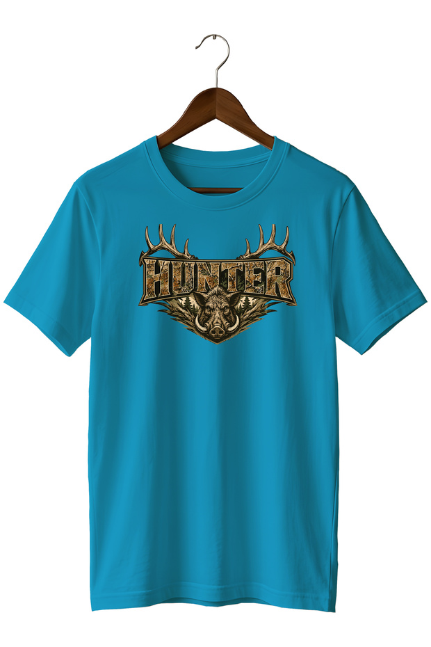 تي شيرت رجالي مطبوع عليه تصميم خاص من نوع Camouflage Hunter Wild Boar