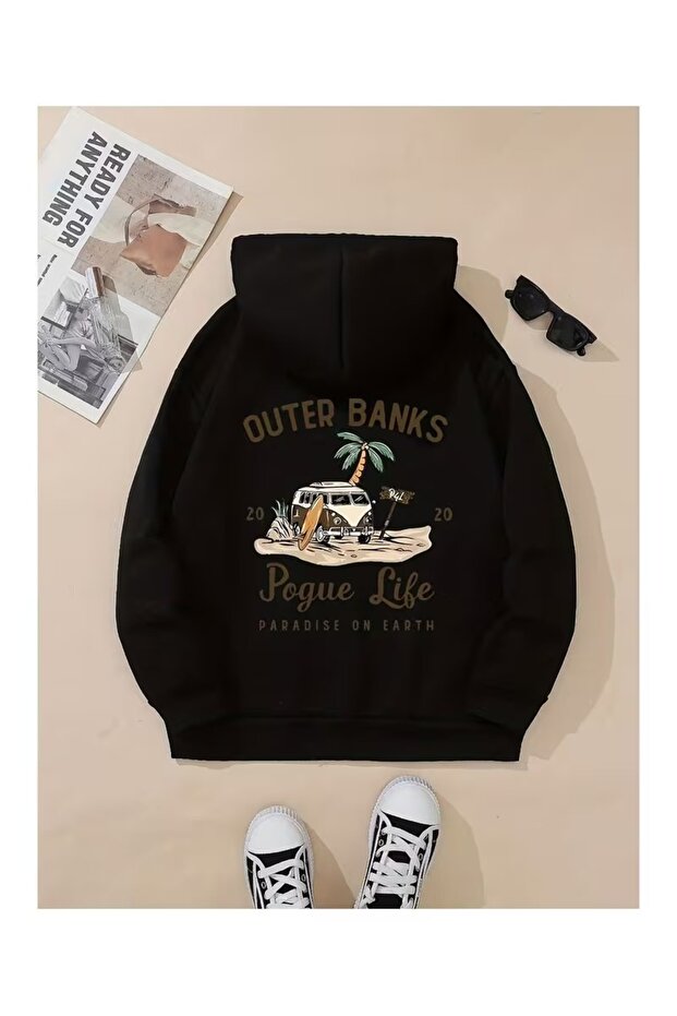Unisex Hooded Sweatshirt with Back Print and Relaxed Fit