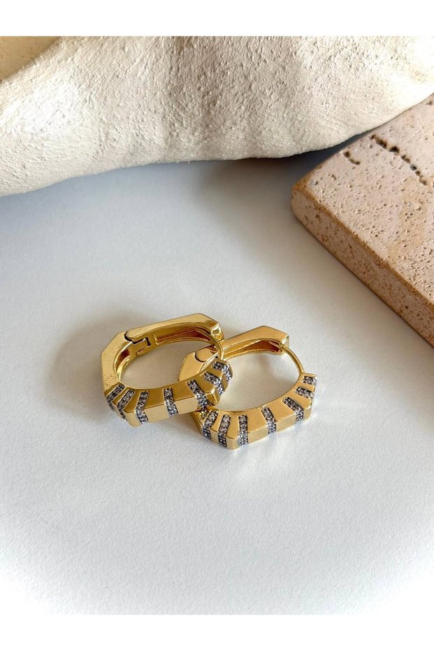 Women's Steel Geometric Zircon Stone Hoop Earrings