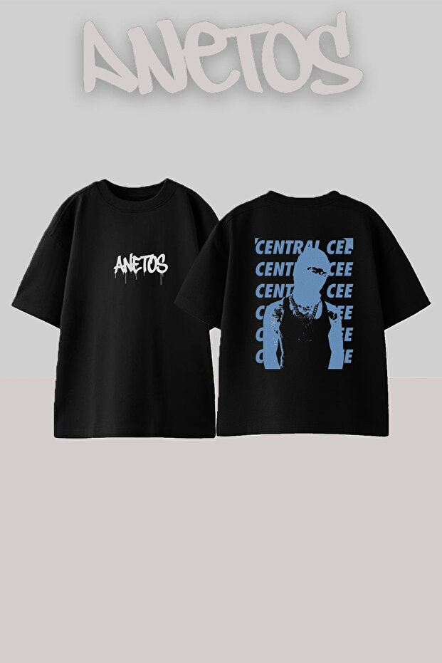 Central Cee_4 Design Printed Oversize Black T-Shirt