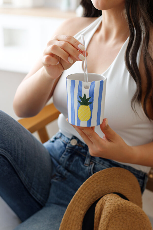 Ananas 300 ml Ceramic Mug Without Straw/(Straw Not Included)