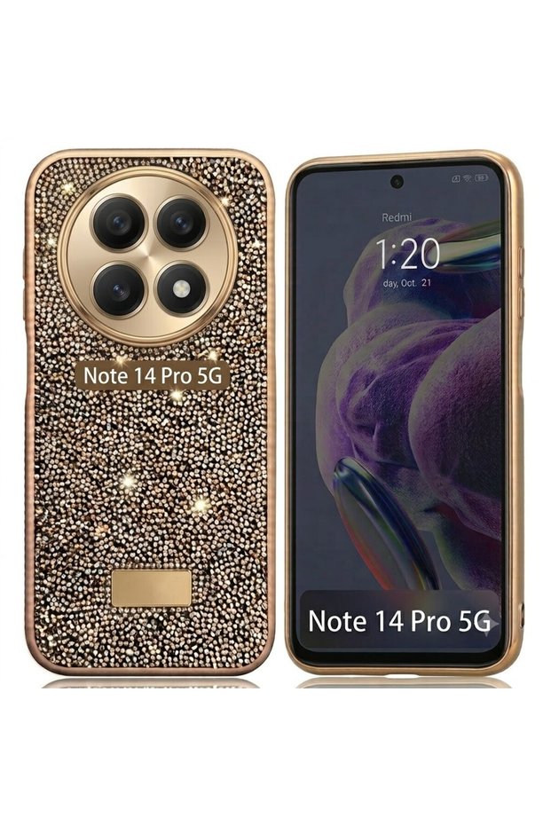 Xiaomi Redmi Note 14 Pro 4g Case with Silicone Edges and Shiny Lux Diamond Cover
