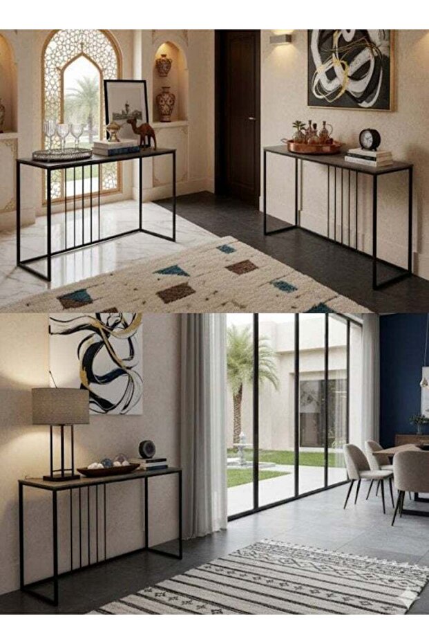 طاولة كونسول مستطيلة بإطار معدني 120x40x80 سم - 5