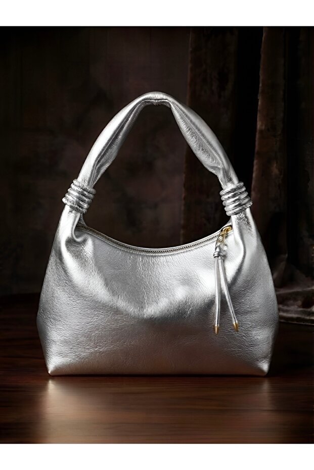 Soft Textured Knotted Strap Hobo Hand and Shoulder Bag