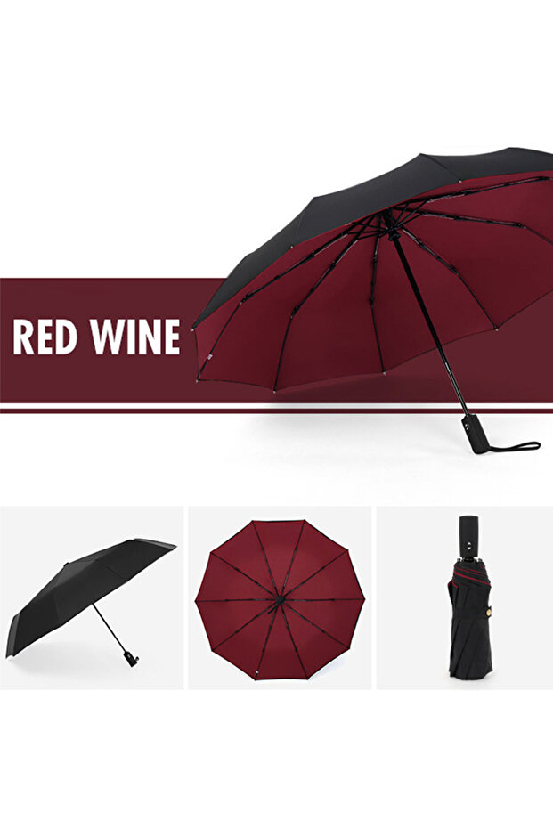 Wine Automatic Umbrella Long Handle Extra Large Double Three Four Female Black Sun Protection D...