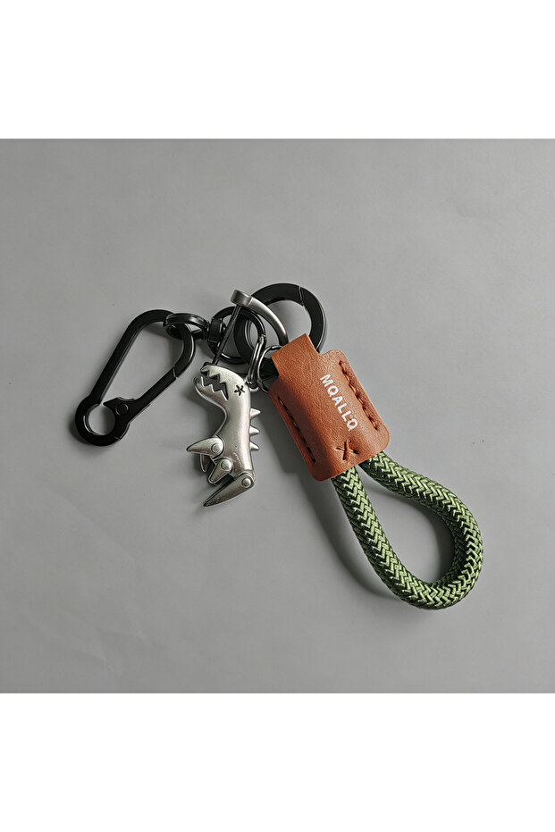 B Metal Dinosaur Keychain Suitable Hand Braided Lanyard for Car Motorcycle Key Ring Handbag Backpac.