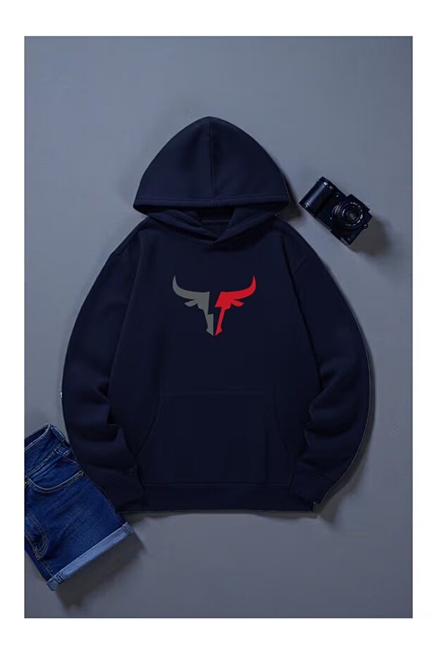 Men's Hooded Printed Relaxed Fit Sweatshirt
