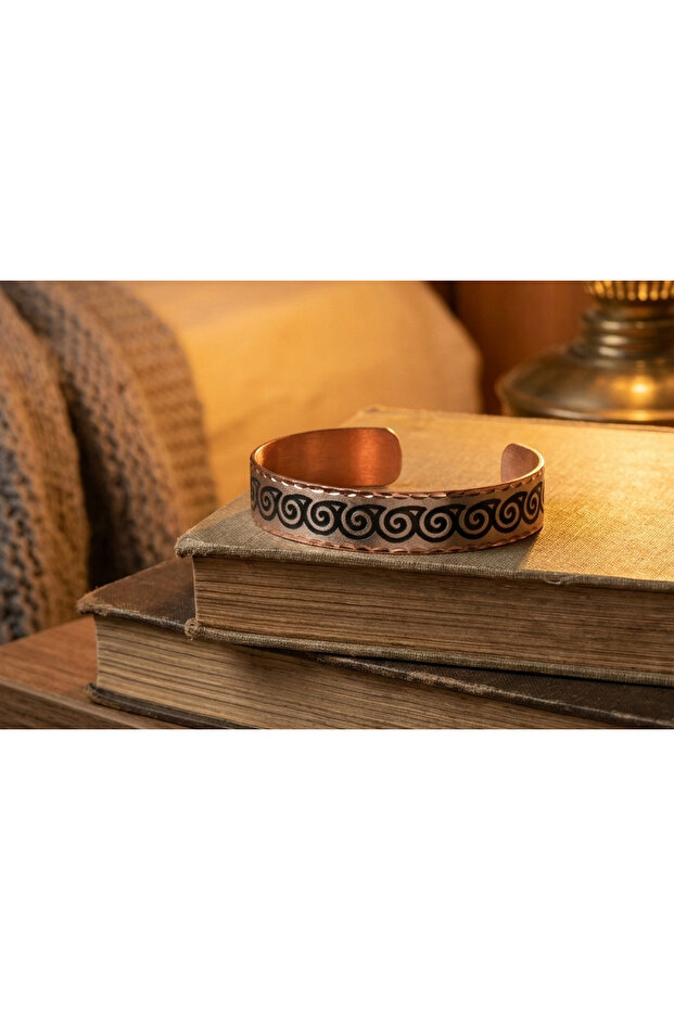 Copper Spiral Ethnic Patterned Adjustable Cuff Bracelet | 100% Handmade Copper 843
