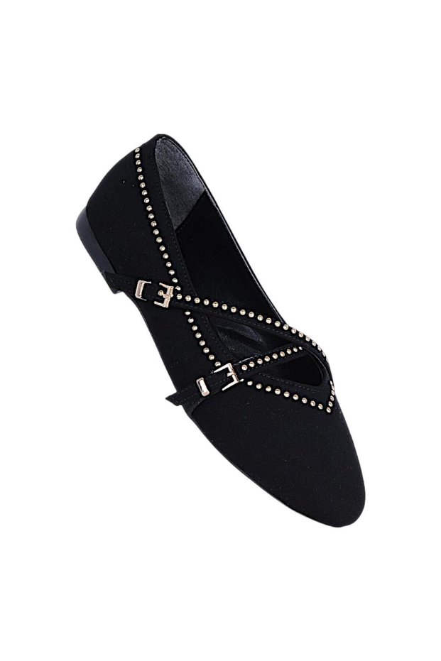 S17 Black Stone Women's Flat Ballerina Shoes