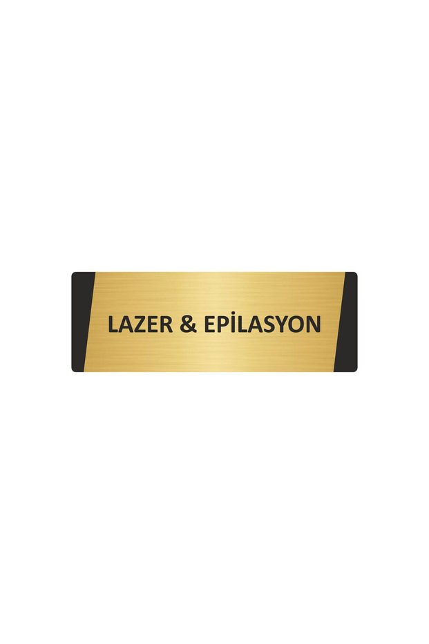 Laser & Hair Removal Metal Warning Sign 7X20 cm Gold Color