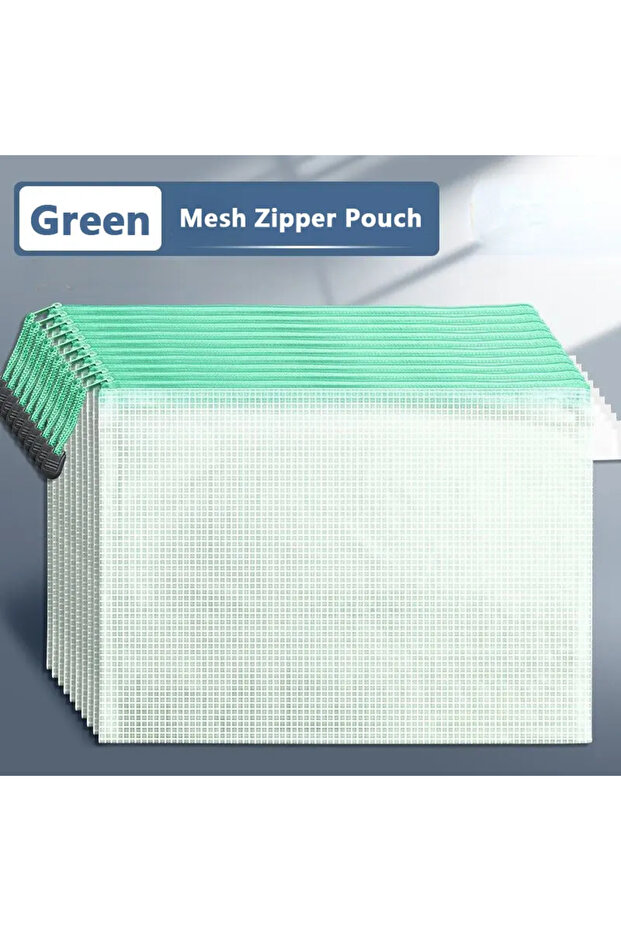 A5 (23cmx17cm) green A3/A4/A5/A6 Mesh Zipper Pouch Document Bag Waterproof Zip File Folders School O