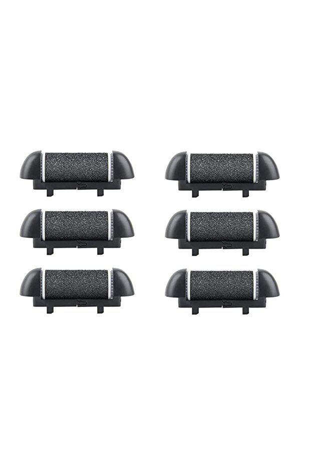 DUTRIEUX 6pc B Black Foot Care Tool Heads, Hard Skin Remover, Refill Rollers for Cracked Heels Callu