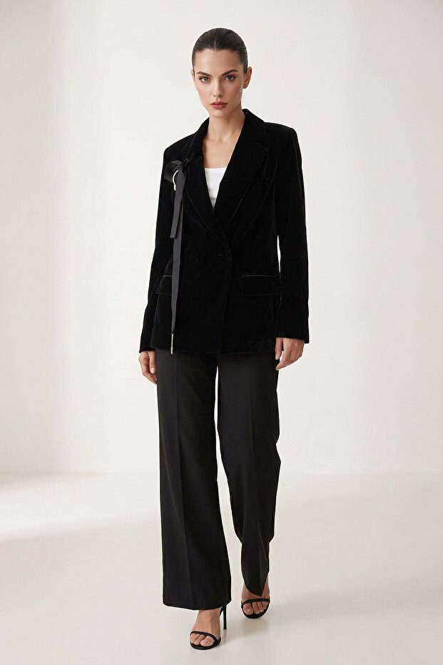 Black Jacket with Pocket and Collar Detail