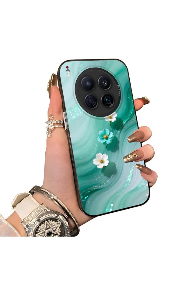 Tecno Camon 40 Premier 5g Compatible Silicone Edge Hard Back Case Couple Phone Case with Floral Pattern
