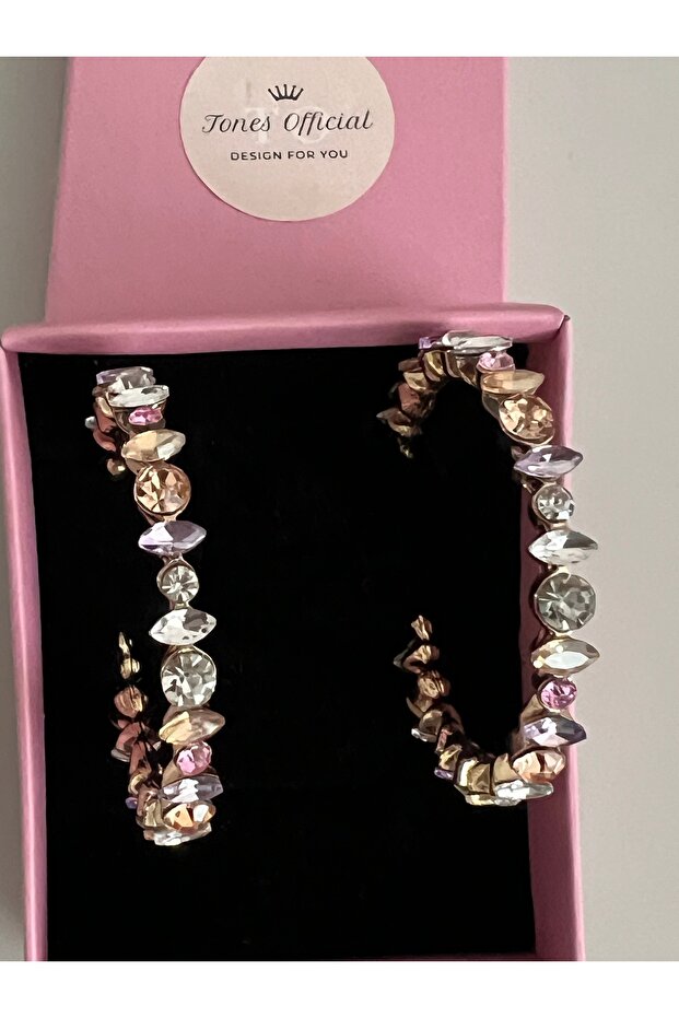 Colorful Zircon Stone Chunky Hoop Earrings