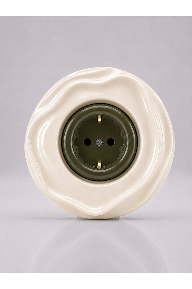 Special Design Wavy Series Exterior Cream Interior Khaki Decorative Socket a Quality Plastic (Mechanism Included)