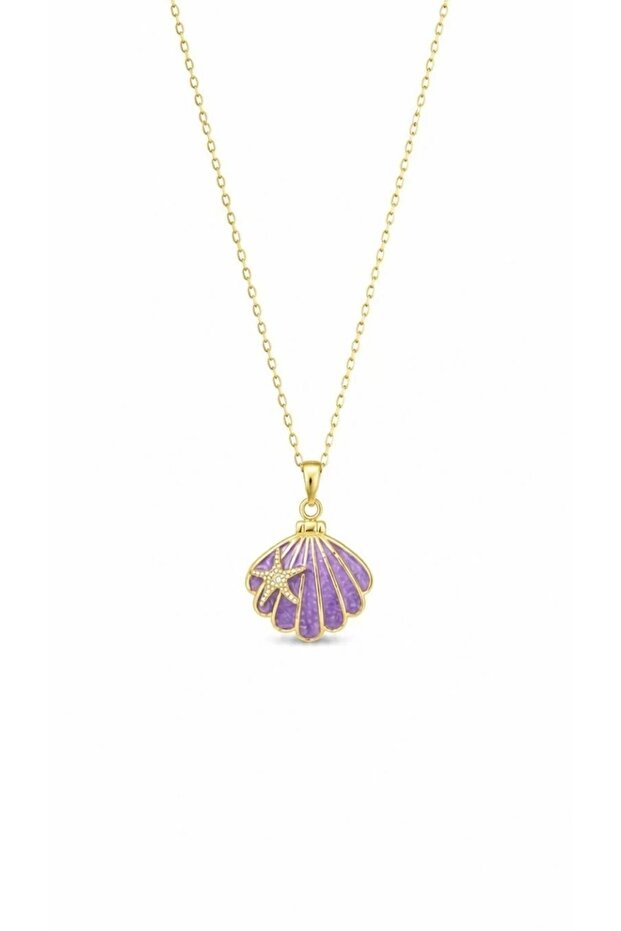 Accessory, Purple Gold Necklace with Pearl Cover