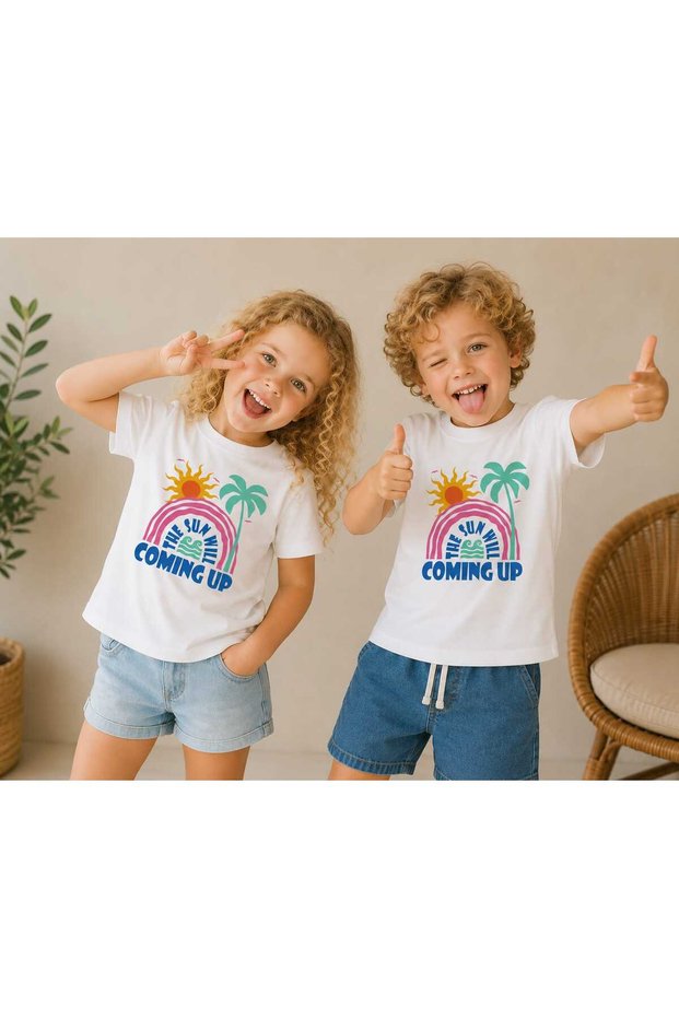 1 Piece Children's Crew Neck Printed Short Sleeve T-Shirt