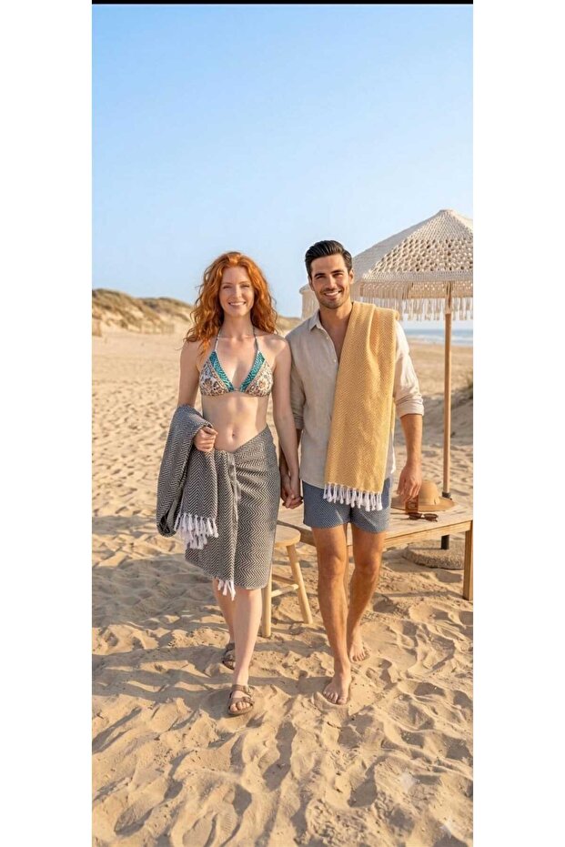 100% Cotton Beach Towels Set of 2 Special Woven