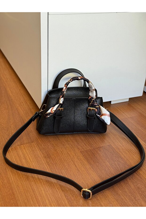 Mini Size Women's Hand and Shoulder Bag with Scarf Detail