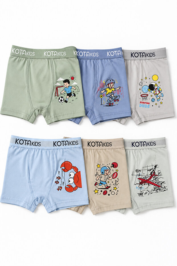 Boxer Boy's 95% Cotton Colorful Printed 6-Pack Boxers