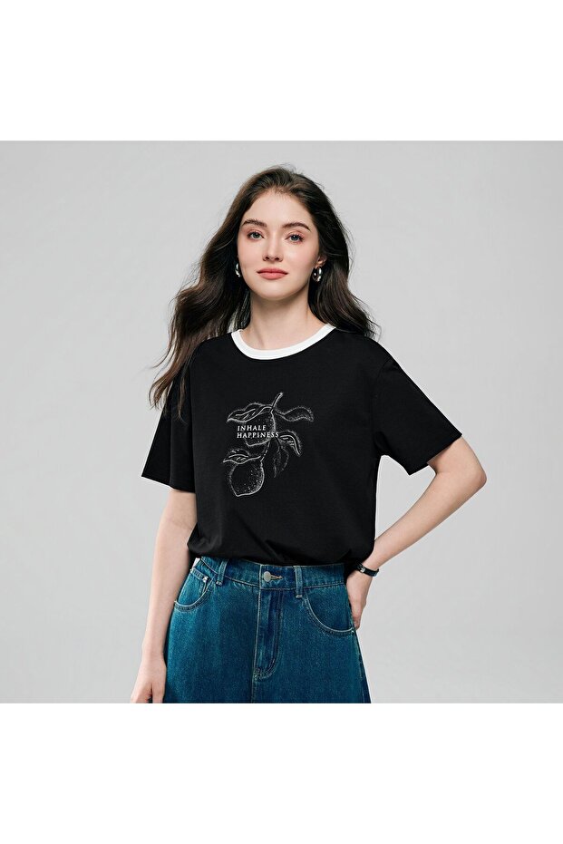 Women Cotton Graphic Crew Tee