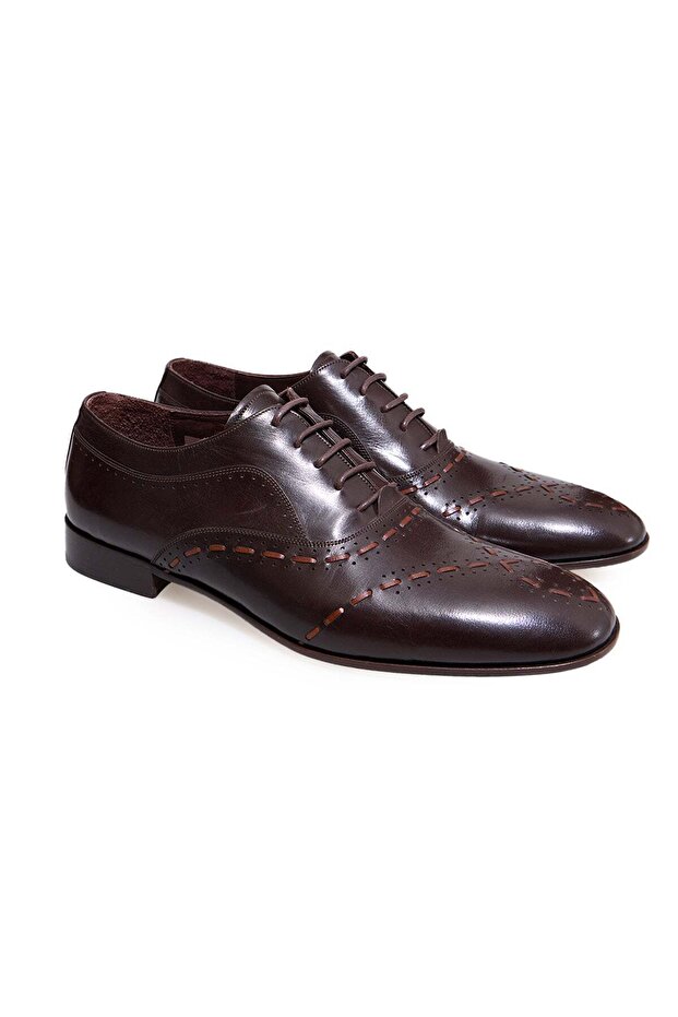 Brown Lace-Up Genuine Leather Men's Shoes