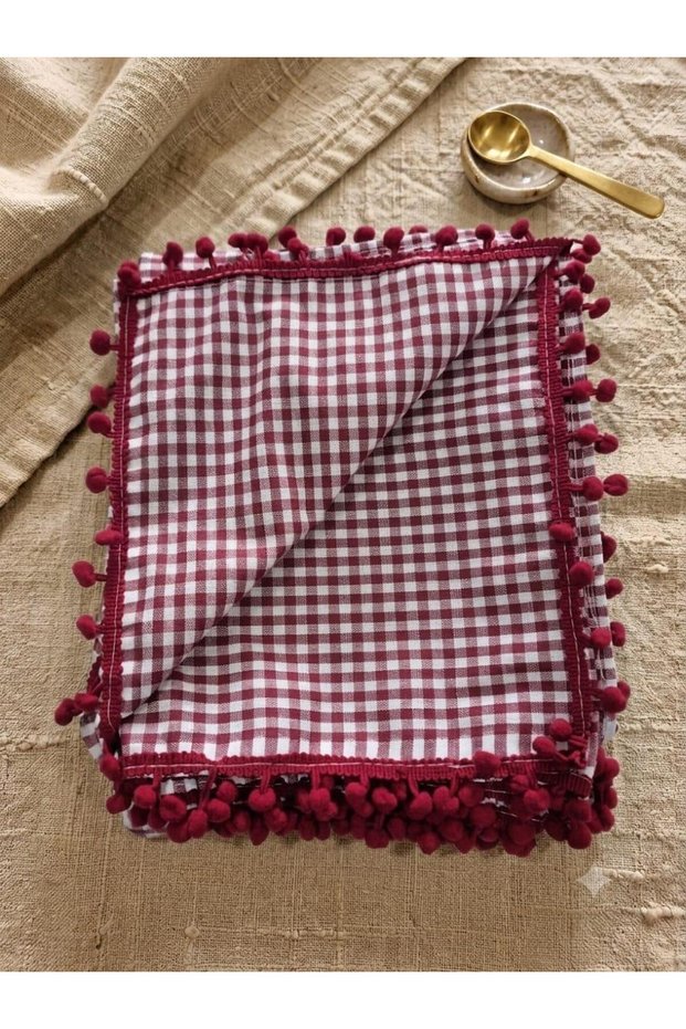 170X170 cm Pitikare Tablecloth with Pom-Poms, Picnic Cloth, Tablecloth