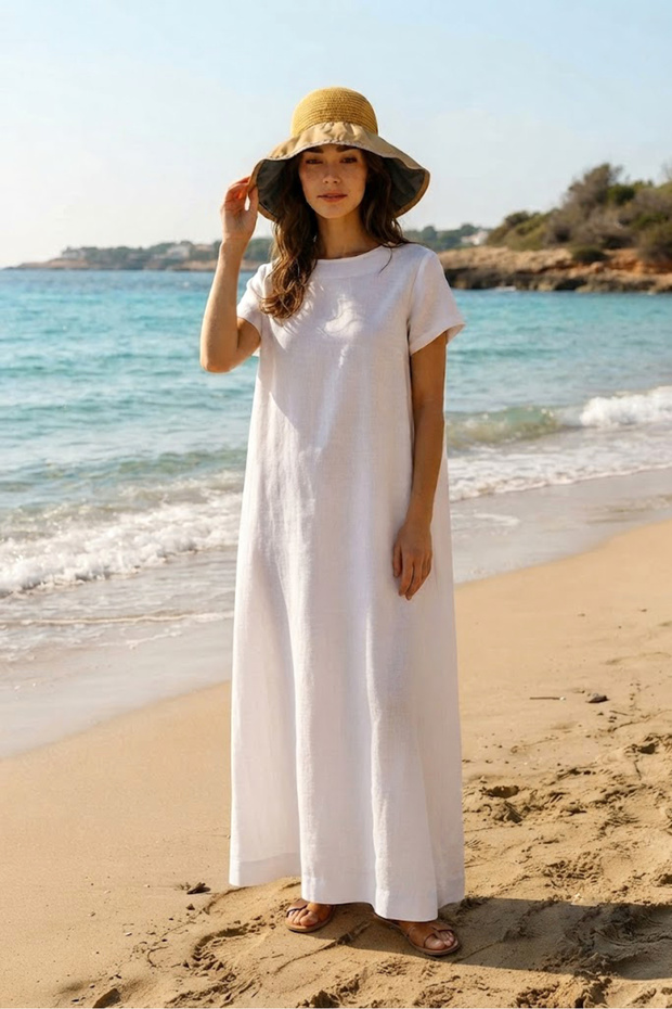 Cream Hand-Knitted Straw Hat with Fabric Detail | Hsr2613
