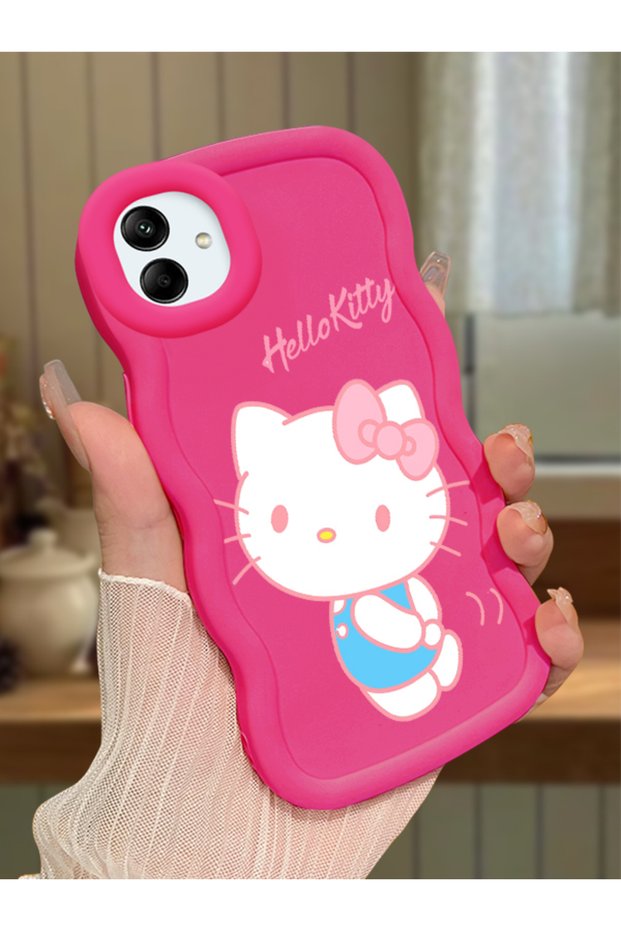Samsung Galaxy A04 Compatible Case Camera Protector Red Silicone Couple Phone Case Kitty Pattern