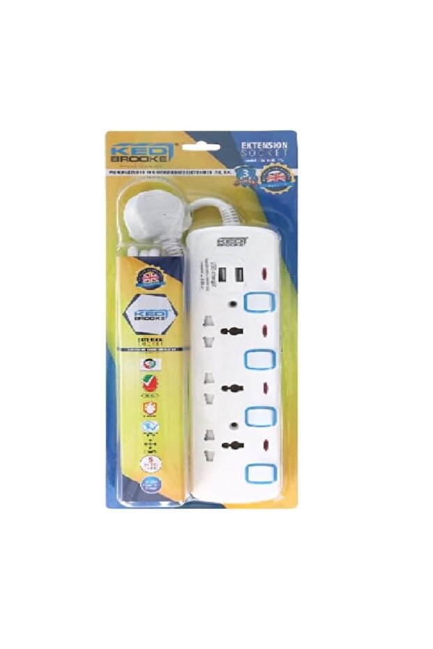 Kedbrooke Extension Socket 4 way plug with 5m cord