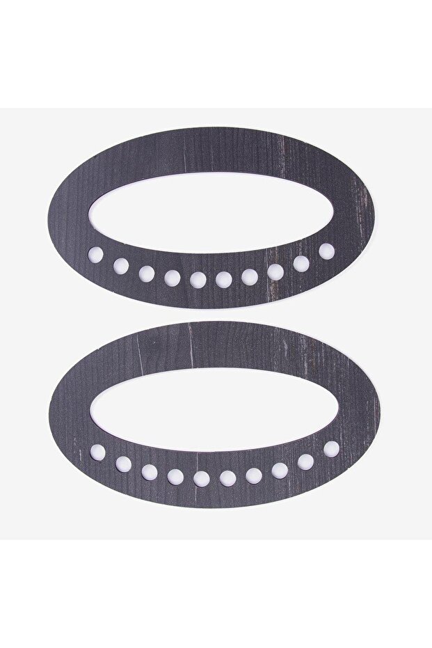 Wooden Bag Holder - Oval - 2 Pieces Black - 16X9 cm