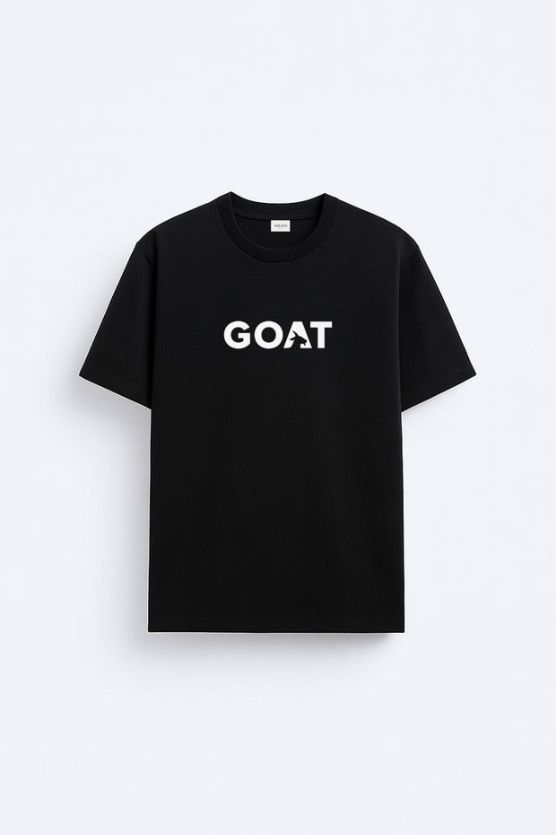 Messi Goat Printed Cotton Black T-Shirt