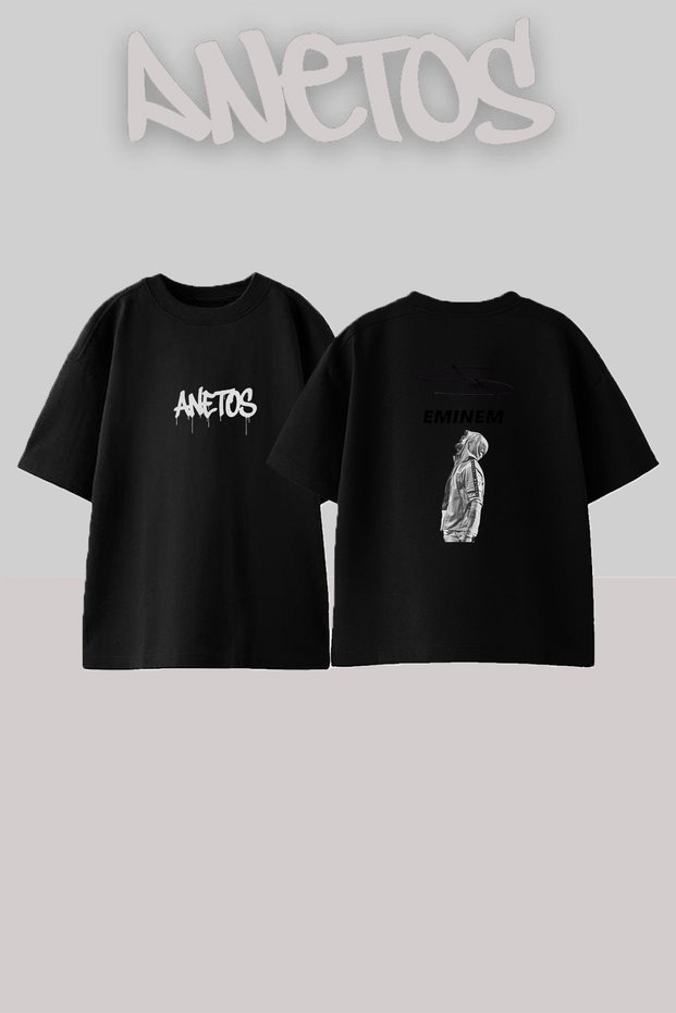 Eminem Rapper_7 Design Printed Unisex Oversize Black Tshirt