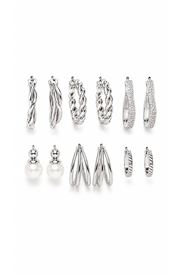 Women's Steel 12-Piece Premium Earrings