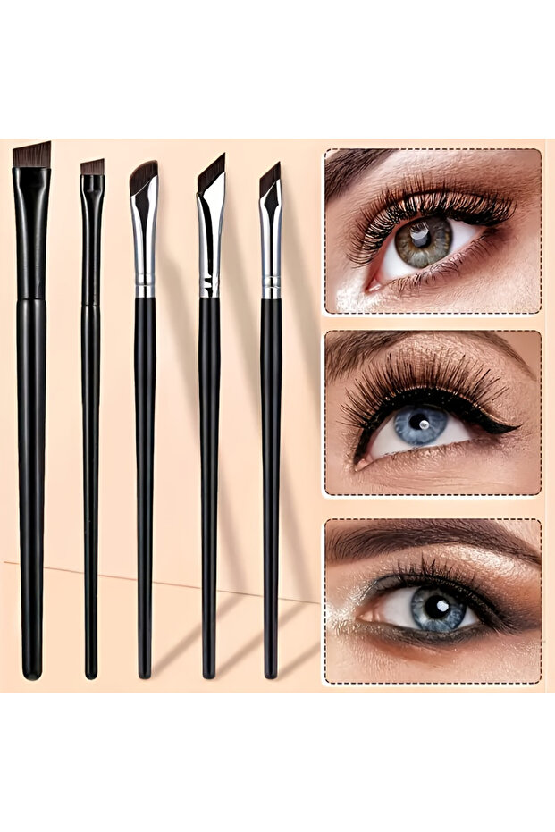A0555-5pcs مجموعة فرشاة تحديد العيون مكونة من 5 قطع مع شفرة دقيقة مائلة، مناسبة لتطبيق دقيق - مناسبة
