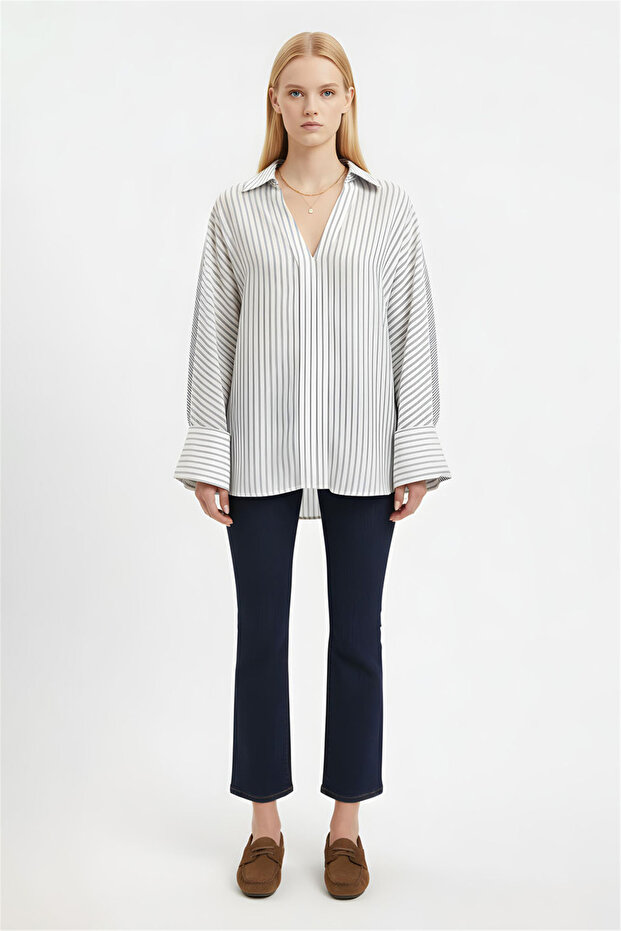 Blue White Striped Shirt