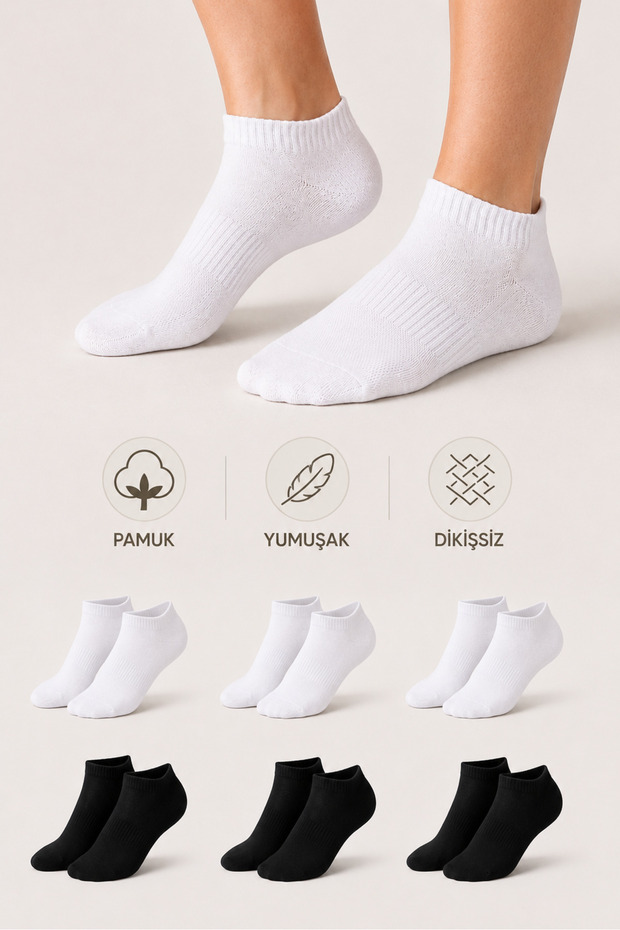 Women's Cotton Seamless Socks 6-Piece Booties Daily Socks
