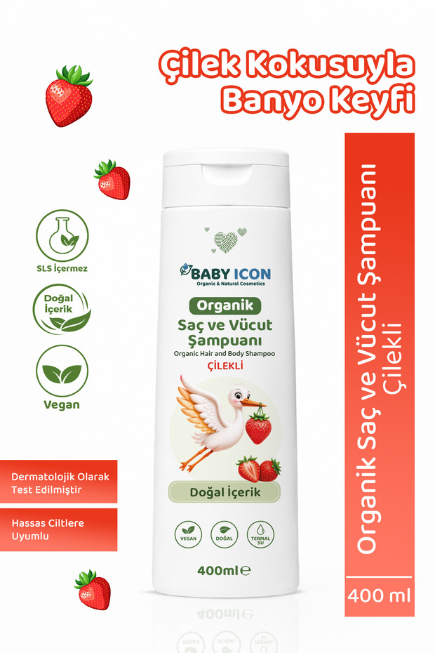 Natural Vegan Strawberry Hair and Body Shampoo 400 ml