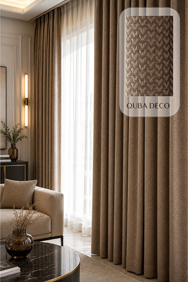Patterned Draped Jacquard Thick Background Curtain for Living Room, Living Room, Bedroom