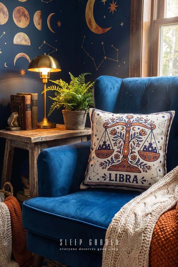 Libra Zodiac Sign Design Modern Decorative Throw Pillow Cover 43X43