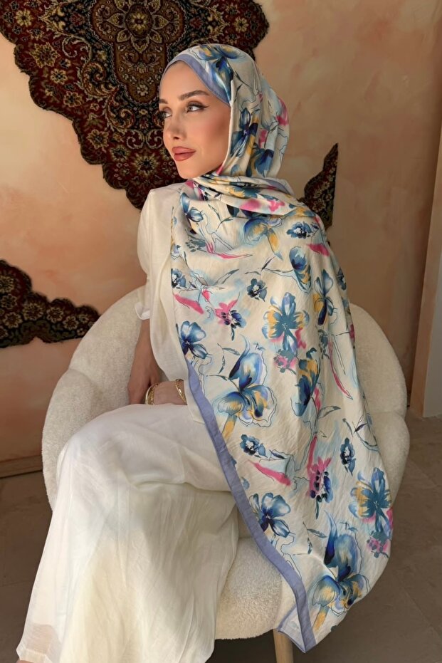 Indigo Patterned Shawl