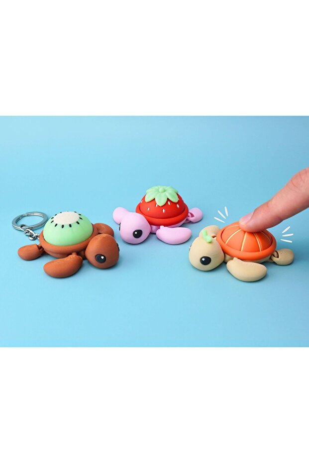 Cute Fruit Turtle Clicker Keychain - Stress Toy with Keyboard Switch (Surprise Model)
