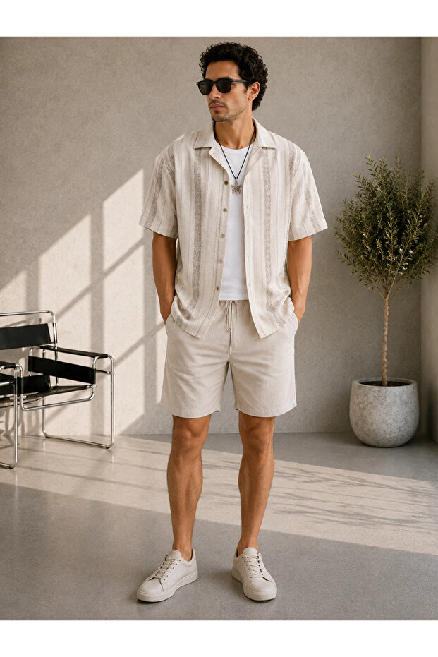 Oversize Patterned Cotton Woven Shirt