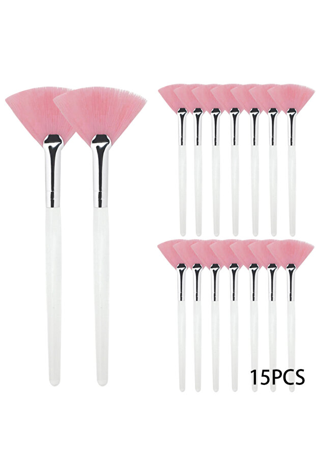 HZS-Pink-15pcs 3/9PCS Fan Face Mask Brush Set - Vegan Soft Bristles, Hypoallergenic Applicator for E