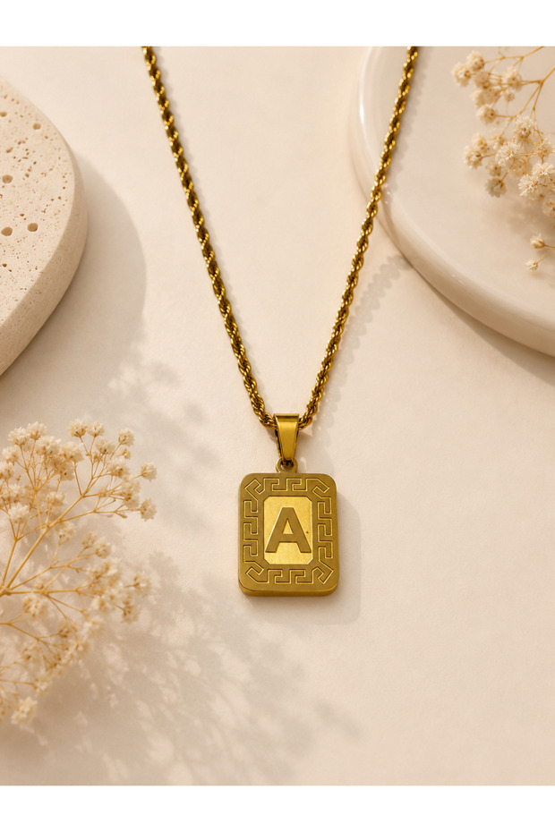 Letter a Necklace Gold Color Steel Non-Tarnish Letter Necklace