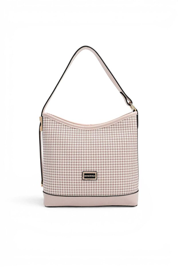 Burgundy - Powder Houndstooth Plaid Women's Shoulder Bag Sp1286