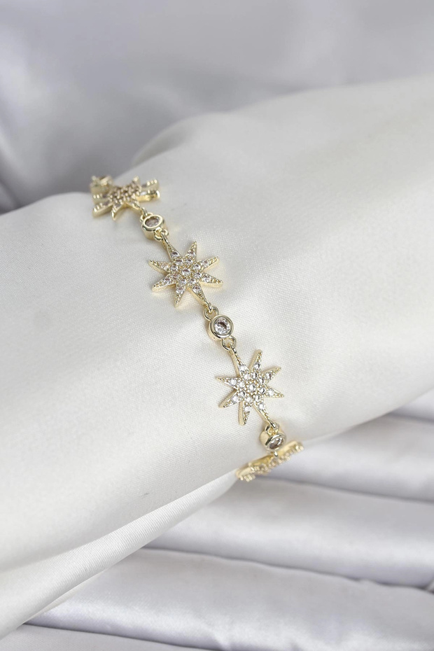 Brass Gold Color Pole Star Model Women's Bracelet