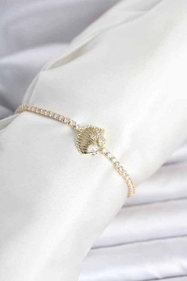 Brass Gold Color Sea Shell Model Waterway Women's Bracelet